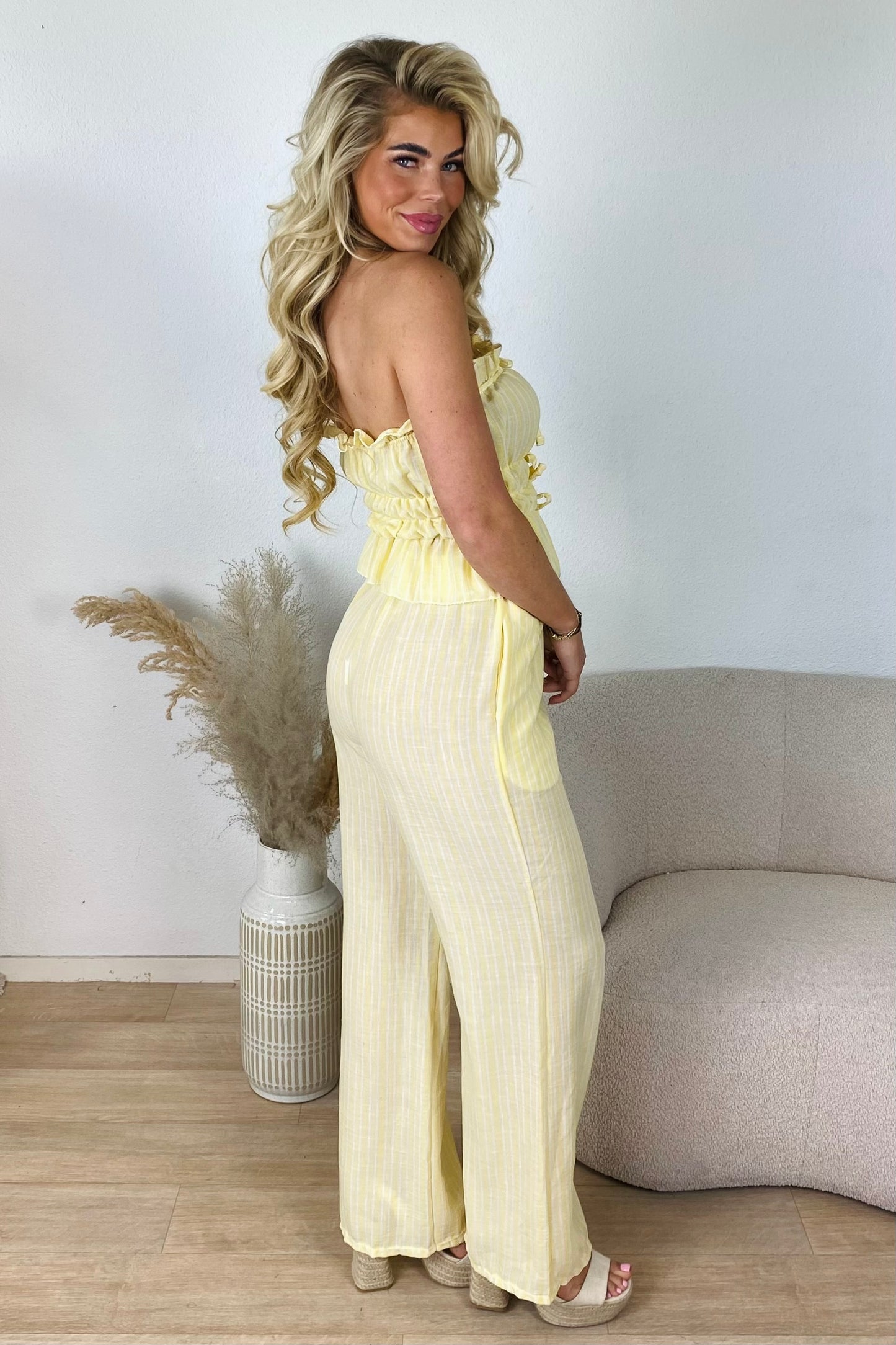 Gestreepte bandeau set - Geel