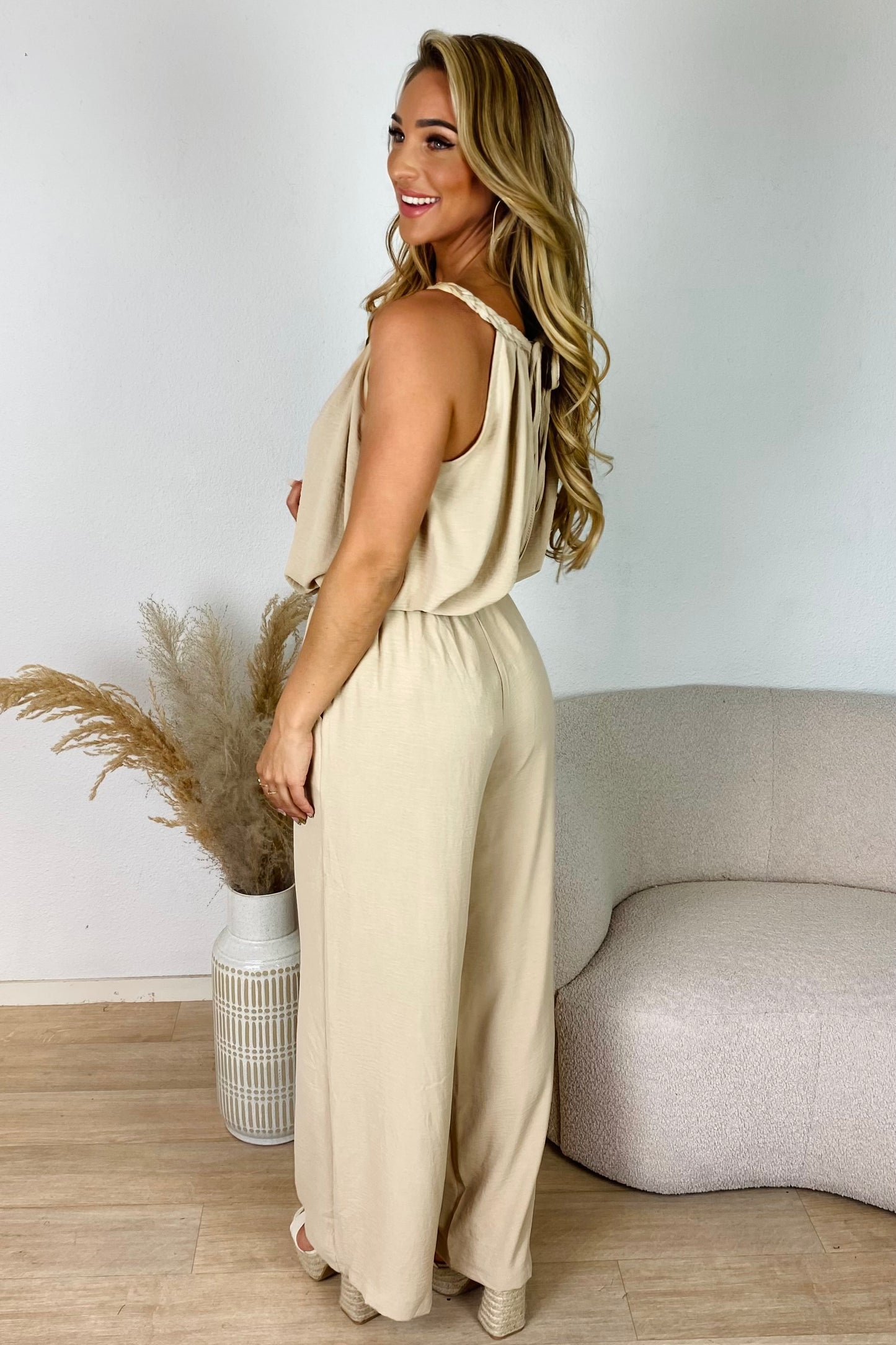 Set met gevlochten bandjes - Beige