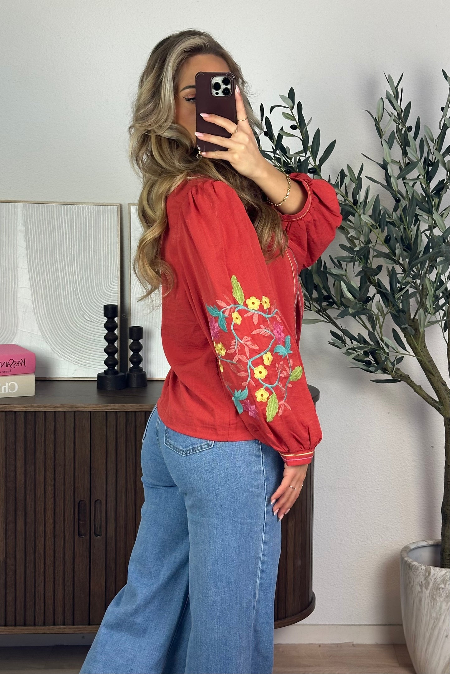 Flower sleeve vest - Terracotta