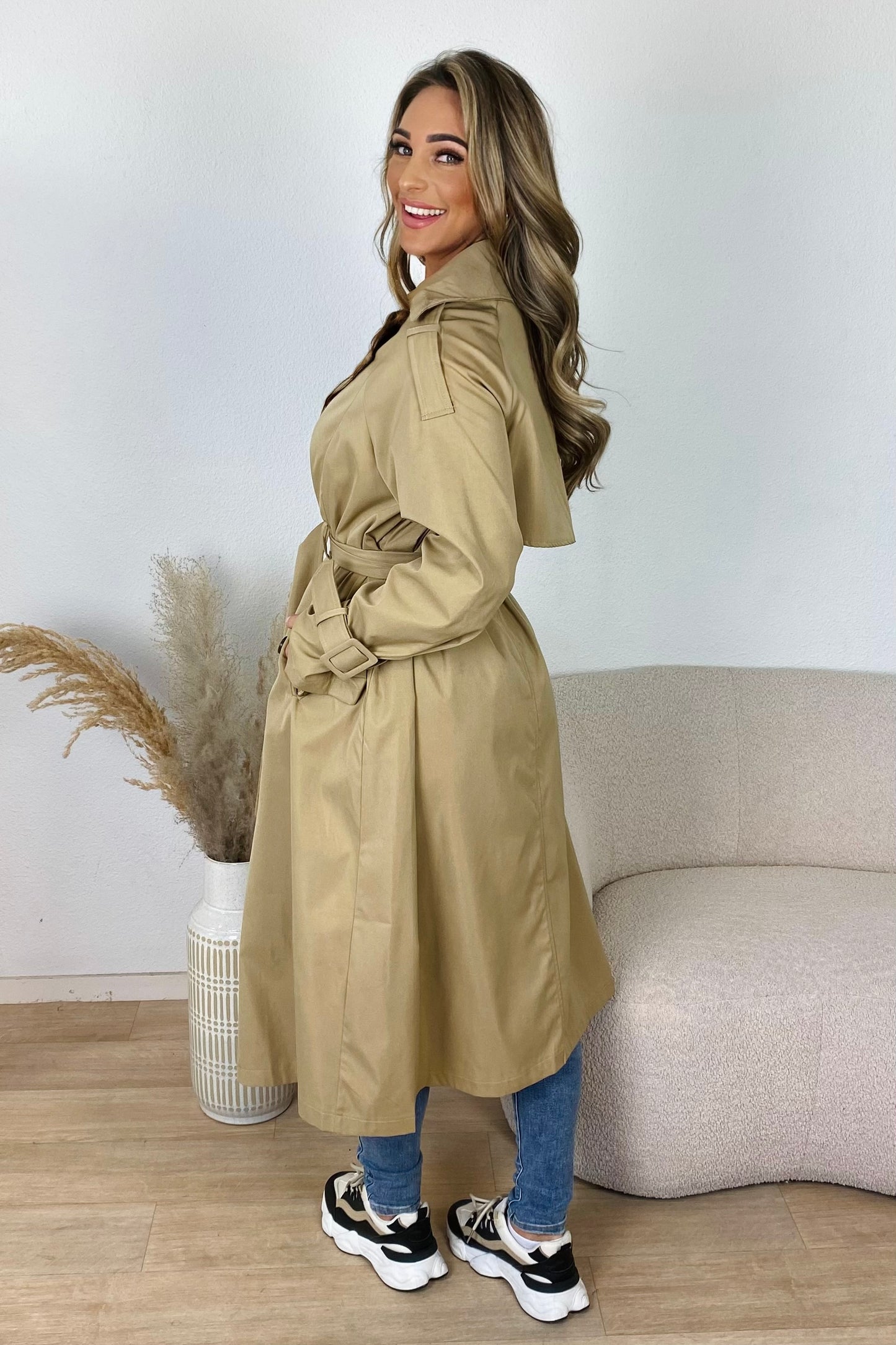 Lange trenchcoat - Taupe