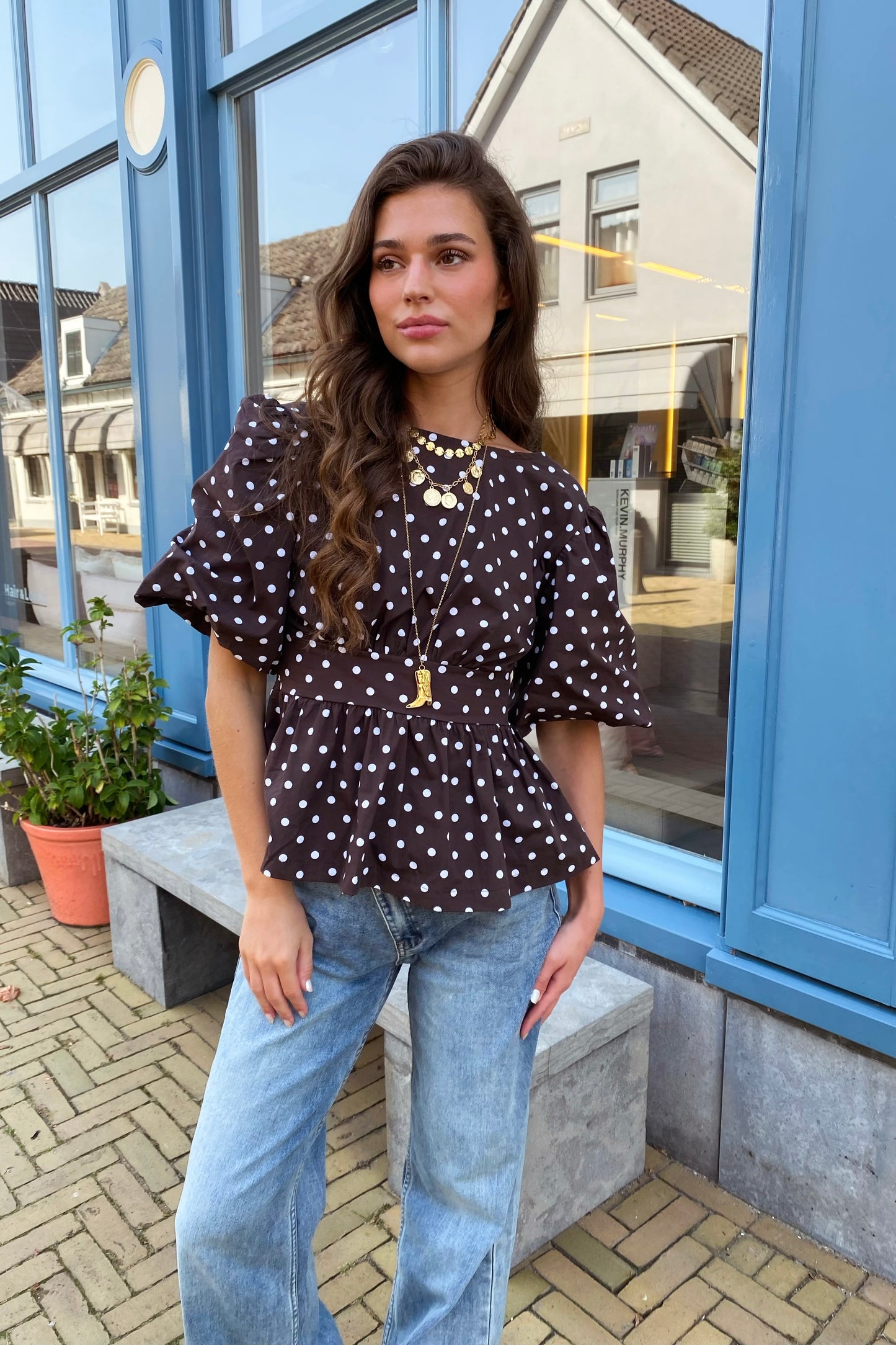 Naomi dots blouse - Brown
