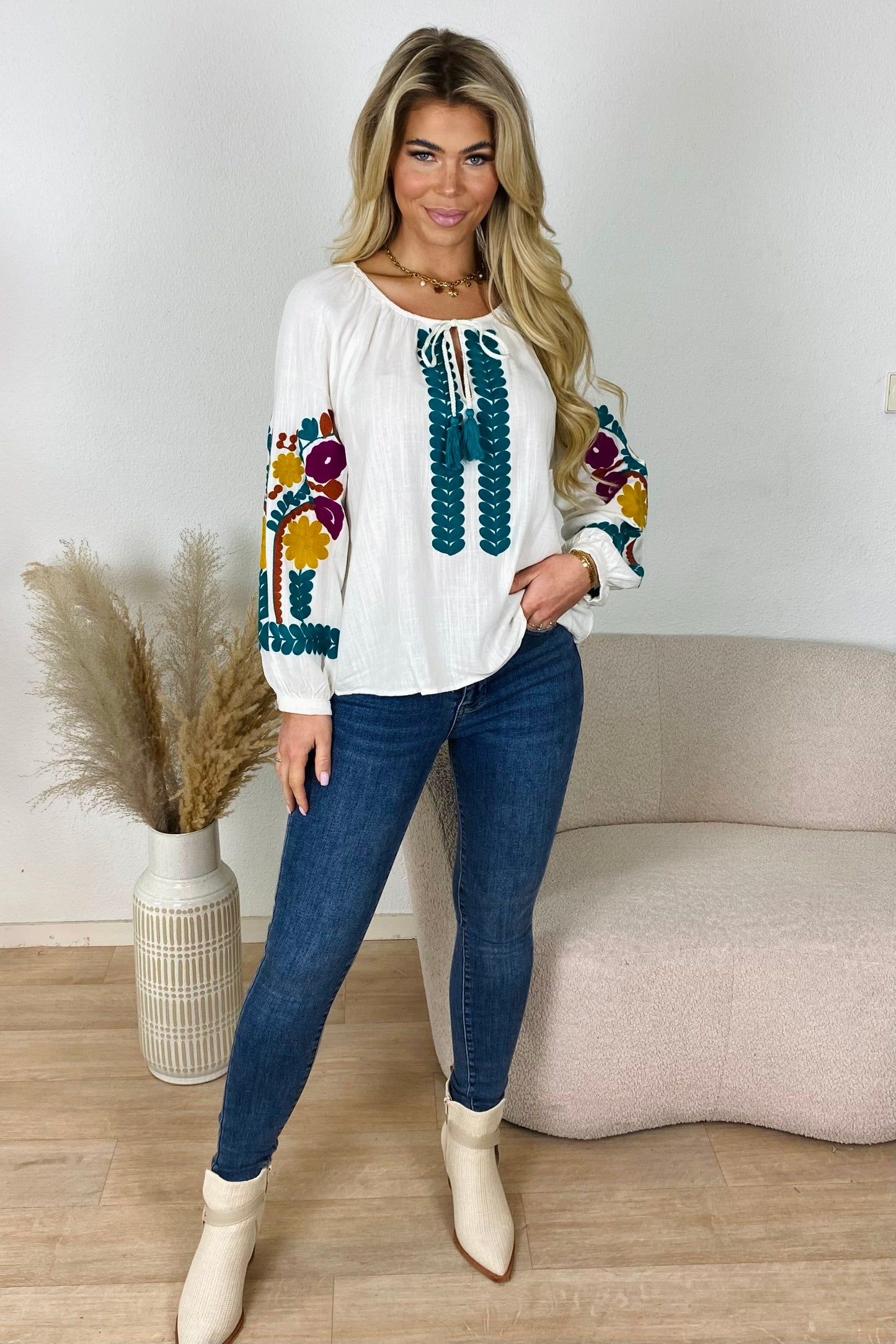 Colored blouse - Wit