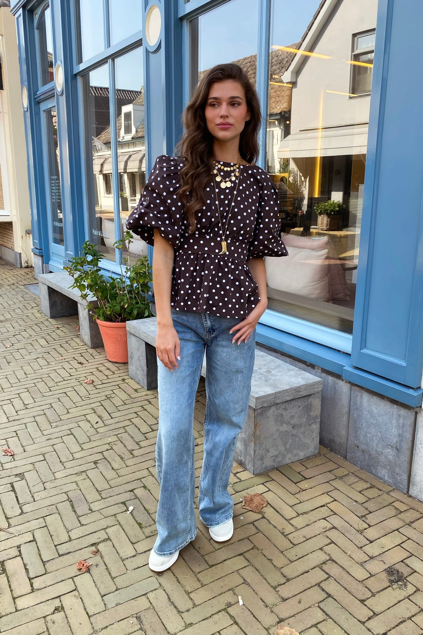 Naomi dots blouse - Brown