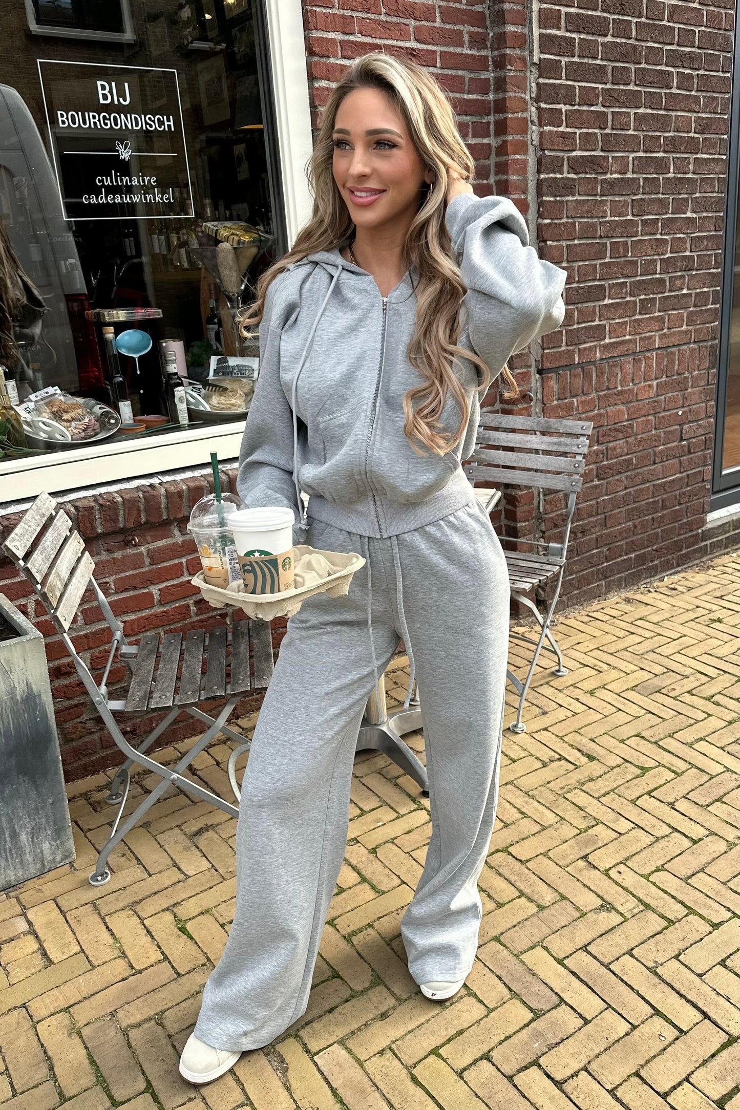 Feline zipper hoodie - Grey