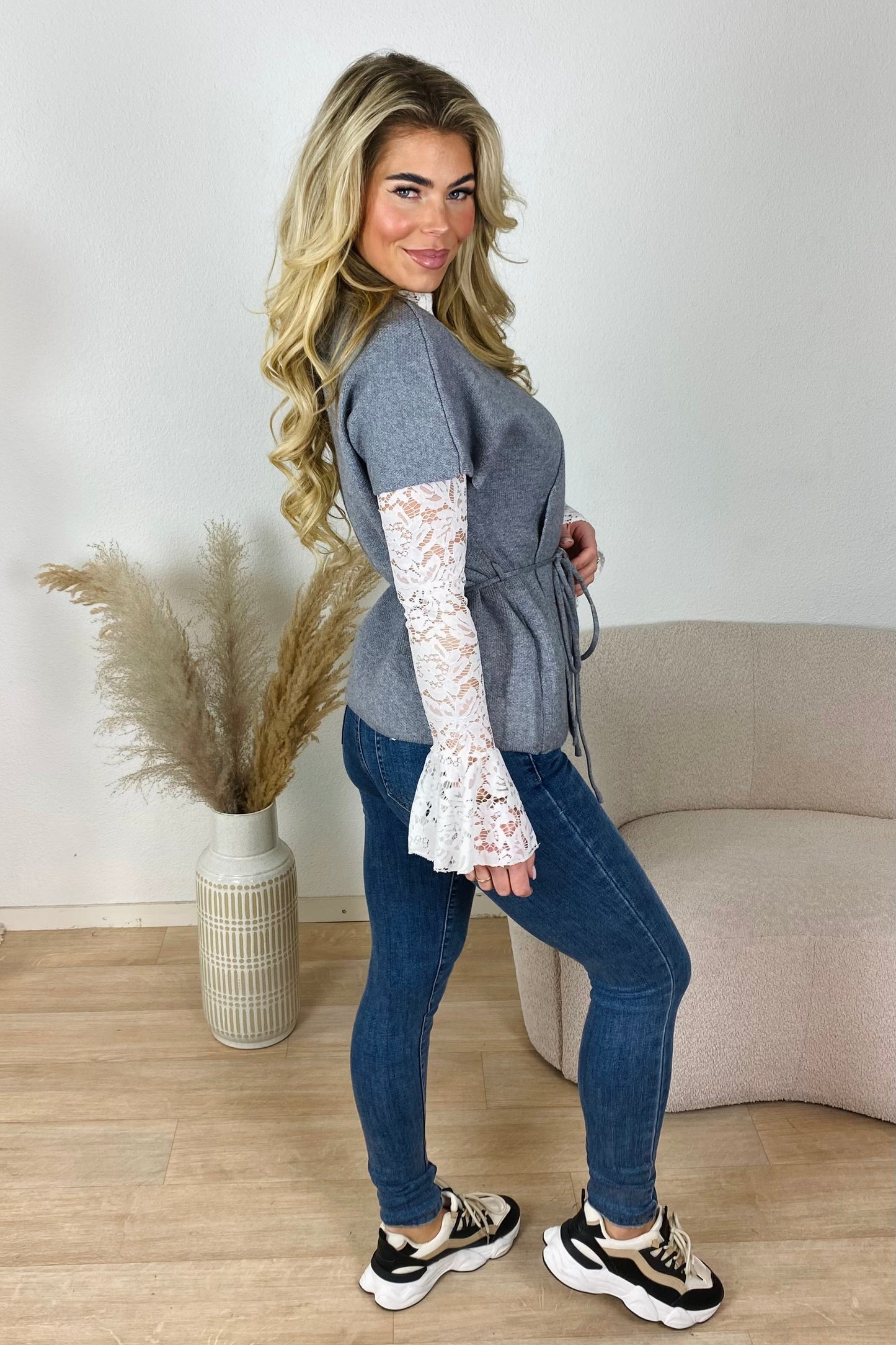 Gilet met strik - Grijs