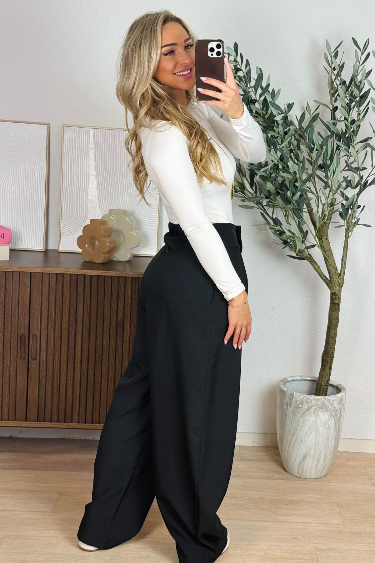 Isabel geplooide pantalon - Zwart