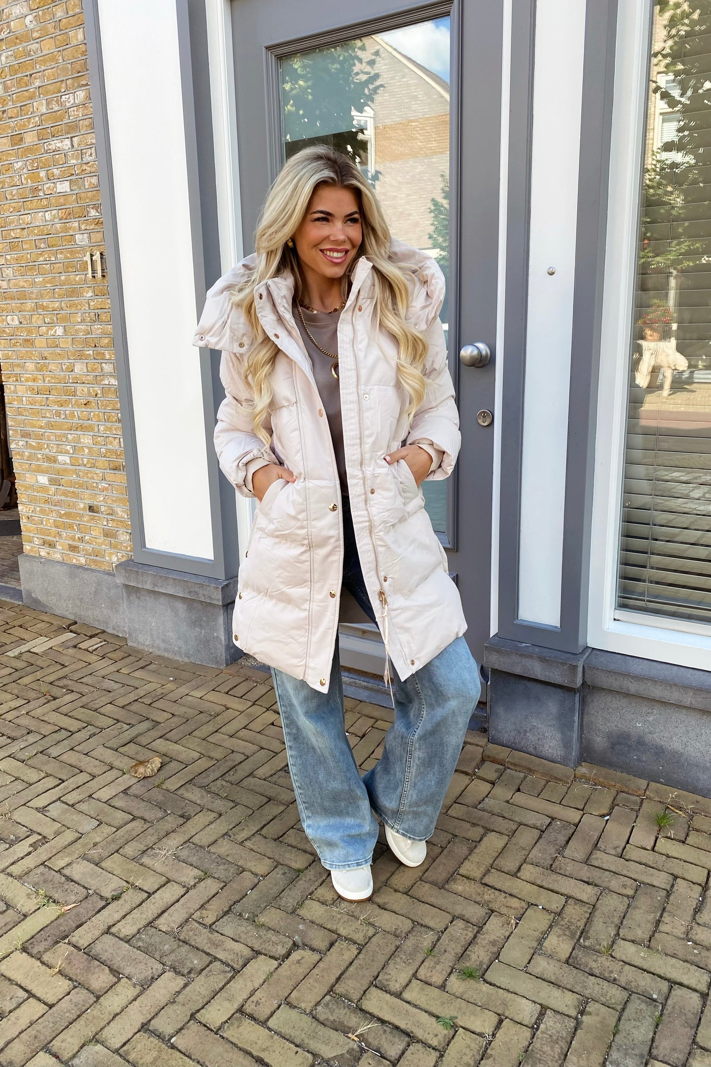 Lynn pufferjas - Beige