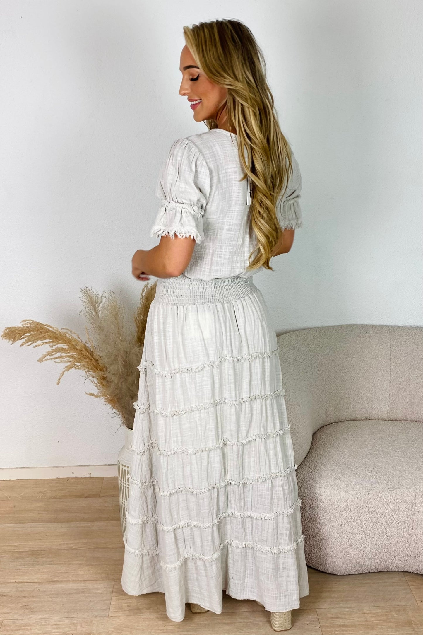 Boho ruches rok - Beige