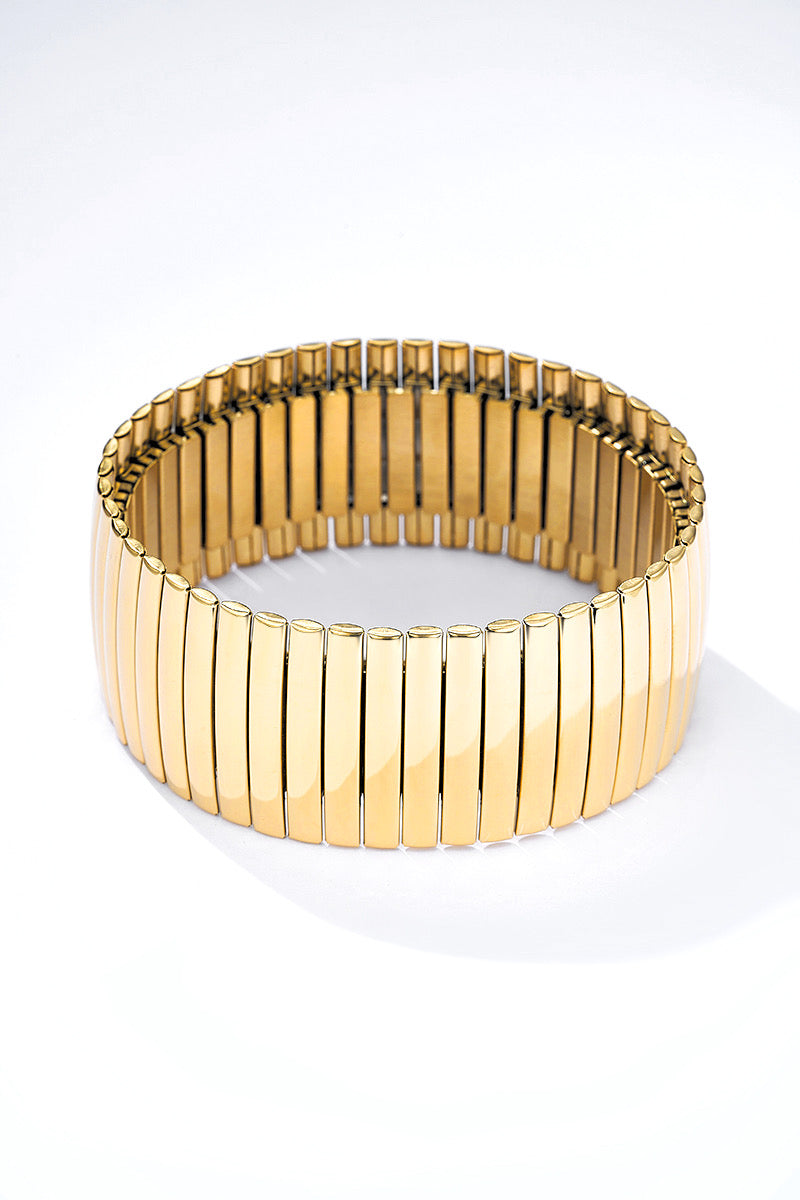 Ribbed bangle large - Goud