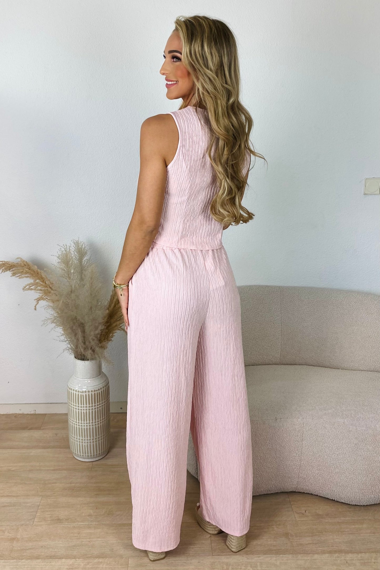 Textuur gilet set - Roze