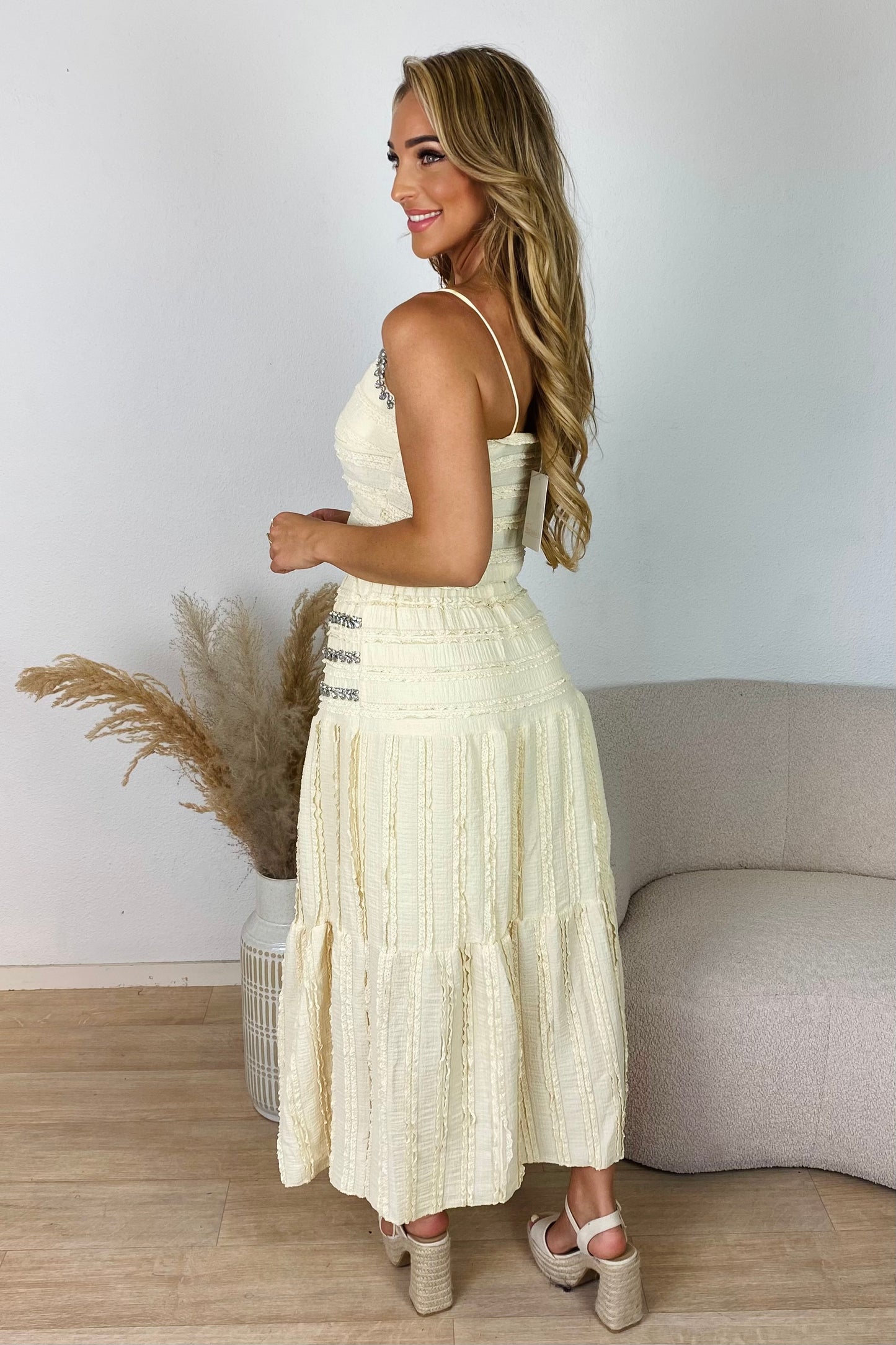 Ruffle structuur shimmer set - Geel