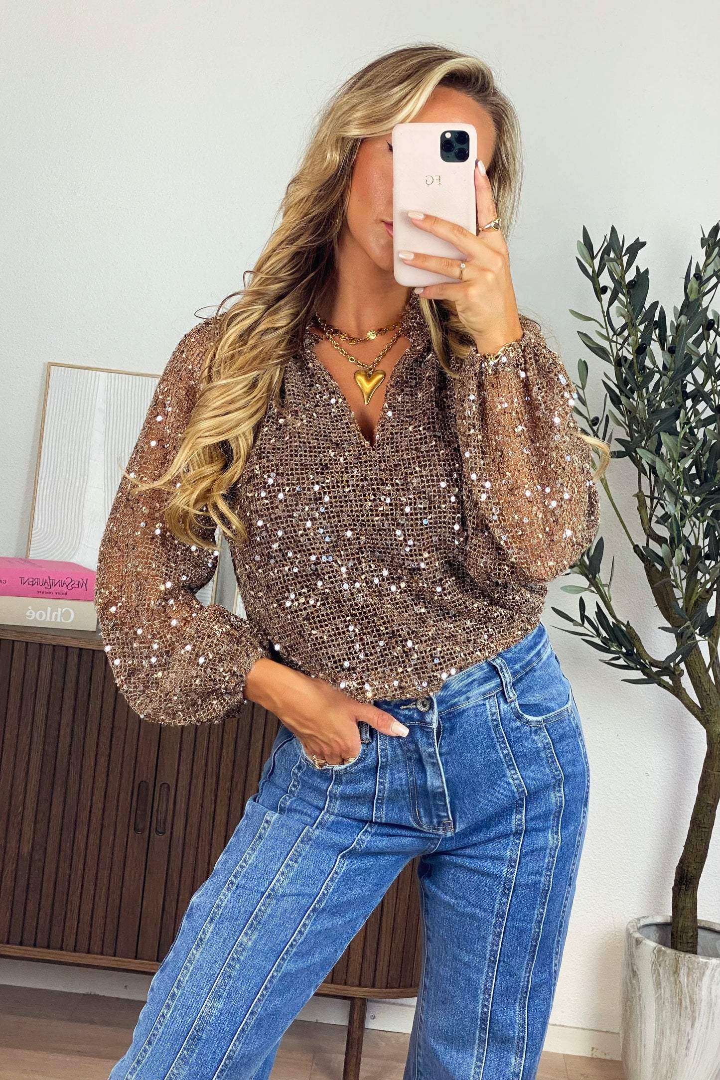 Molly glitter top - Brown