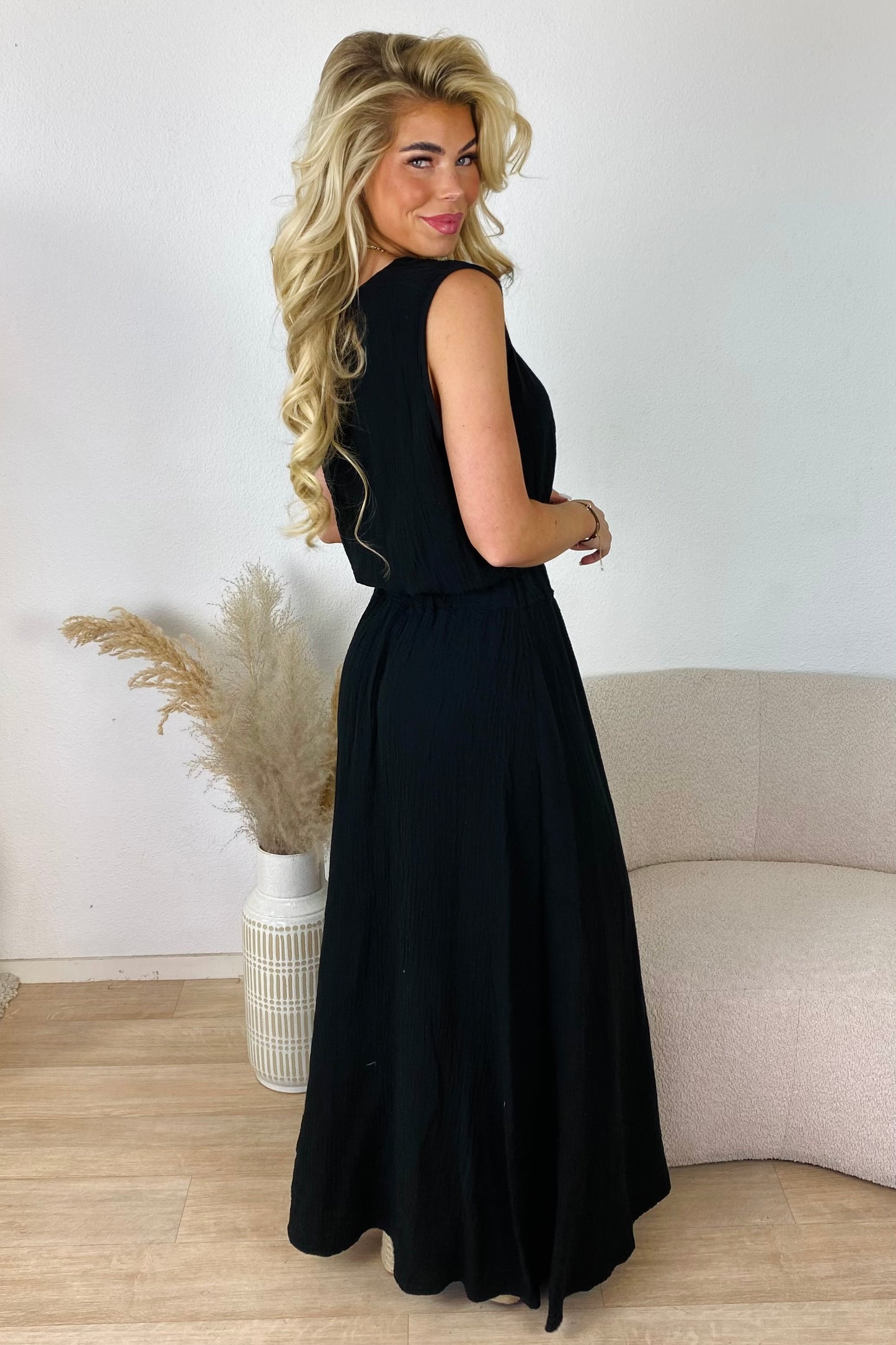 Mousseline skirt set - Zwart