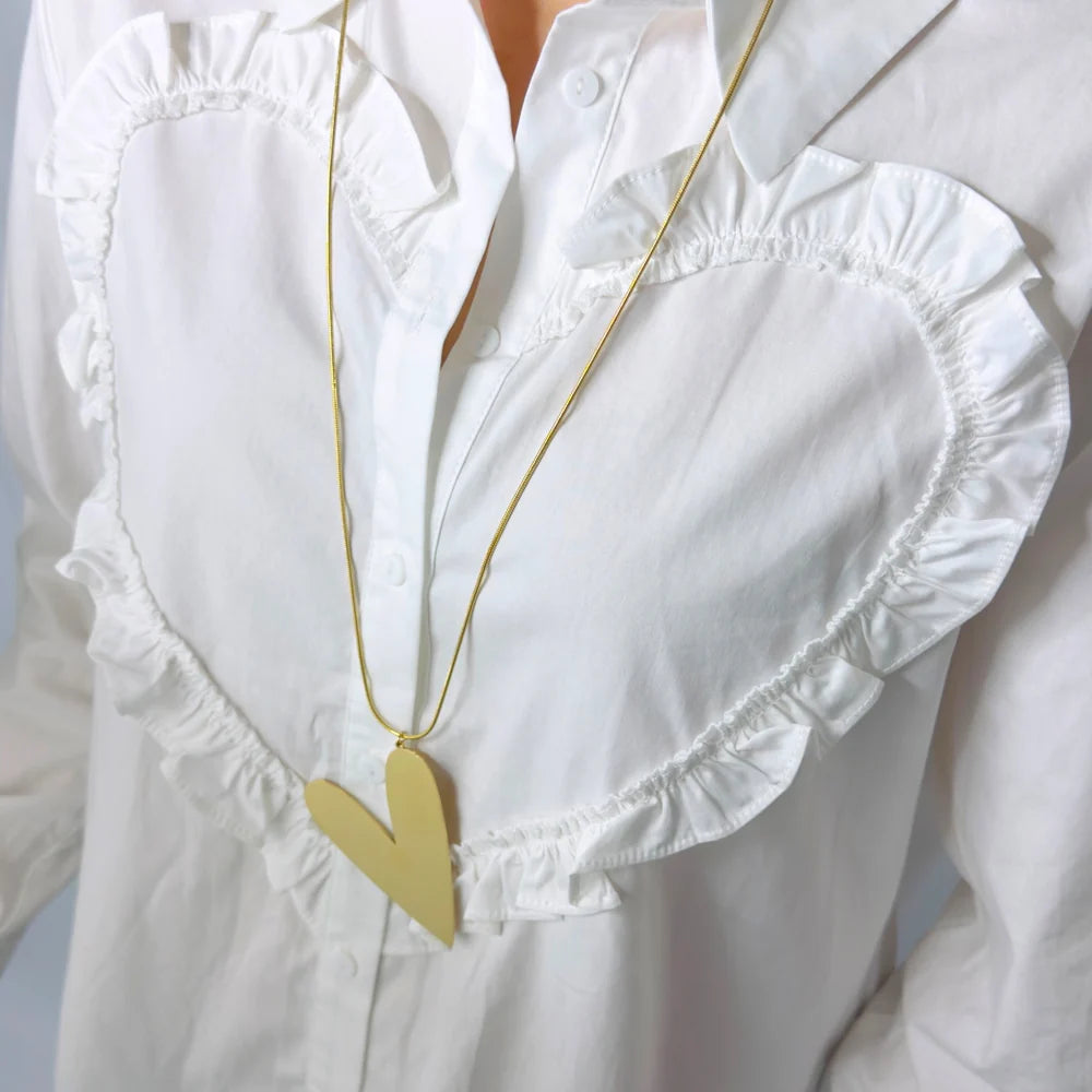 Statement hart lange ketting - Goud