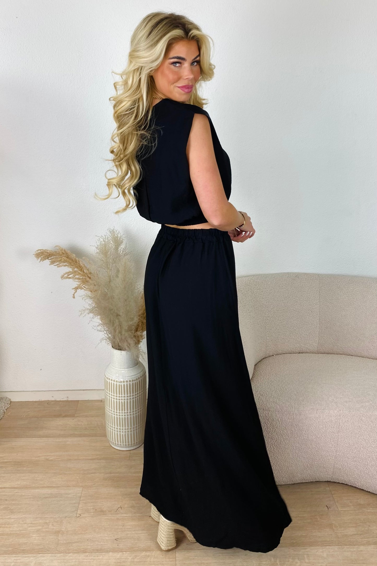 Boho splitrok set - Zwart