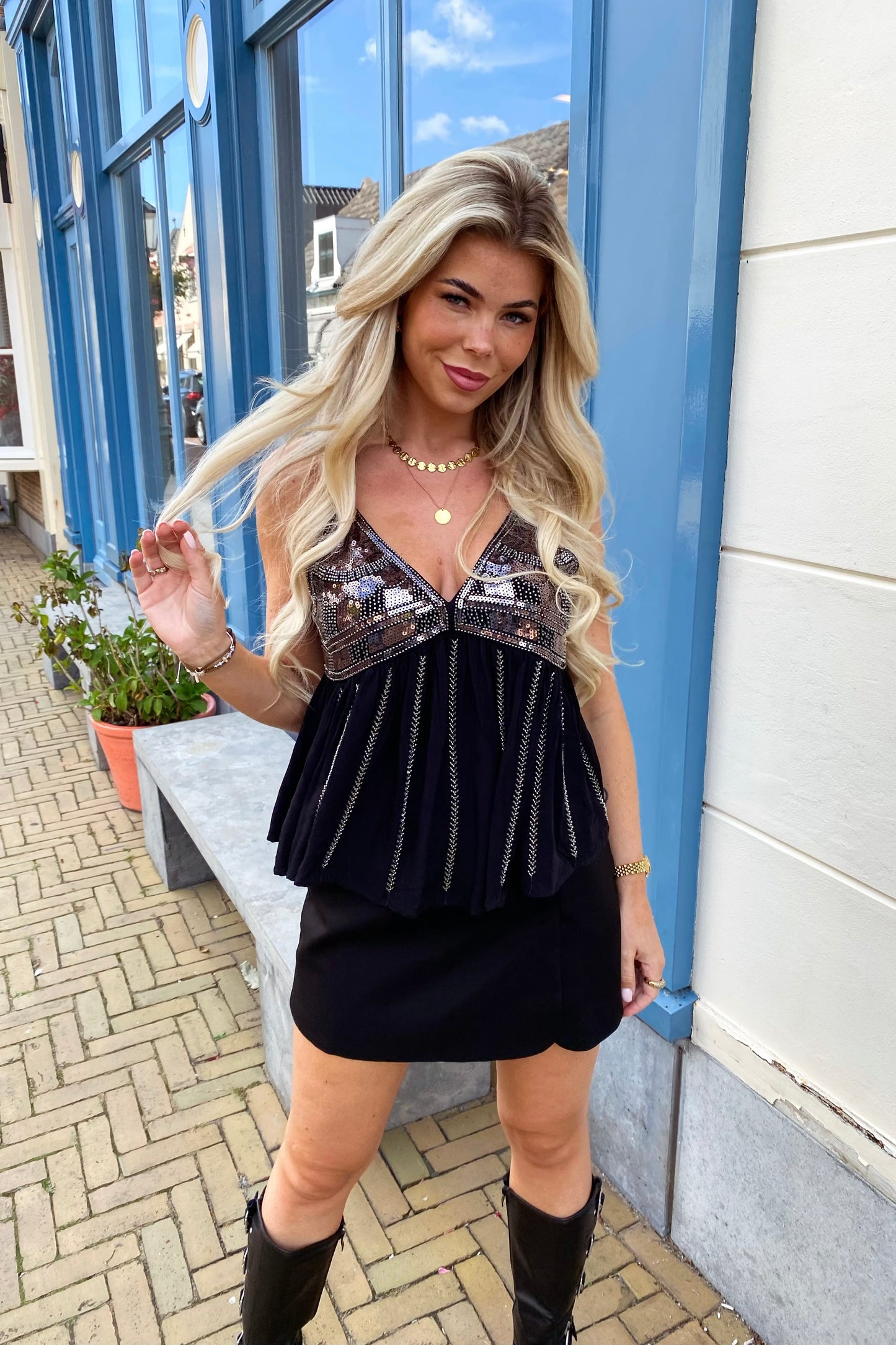 Gaby glitter top - Silver