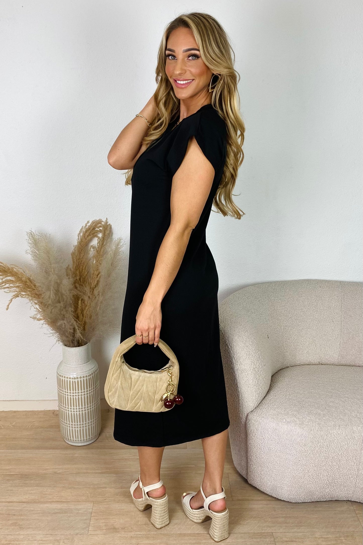 Casual midi jurk - Zwart