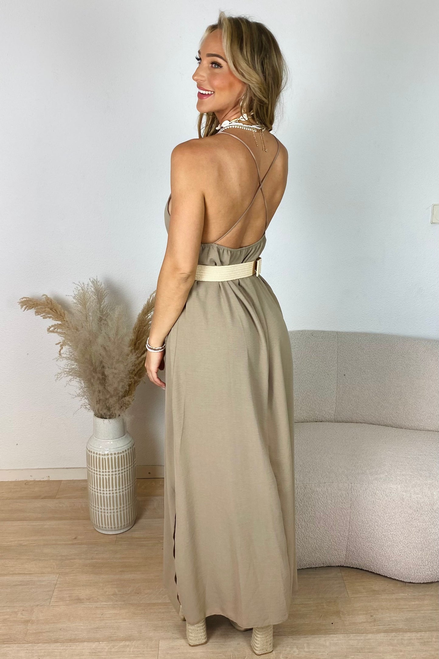 Flowy maxi jurk - Taupe