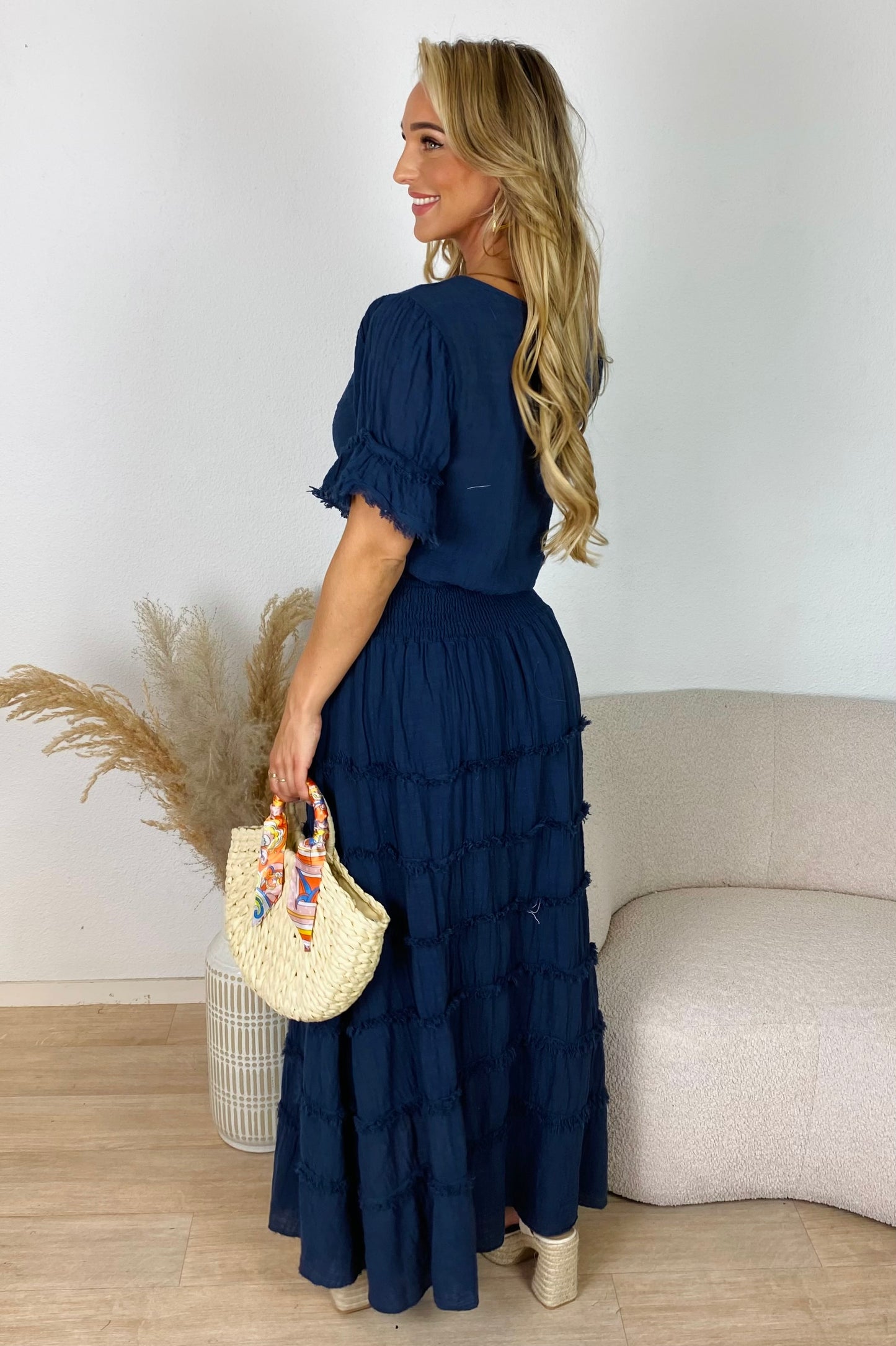Boho ruches rok - Blauw