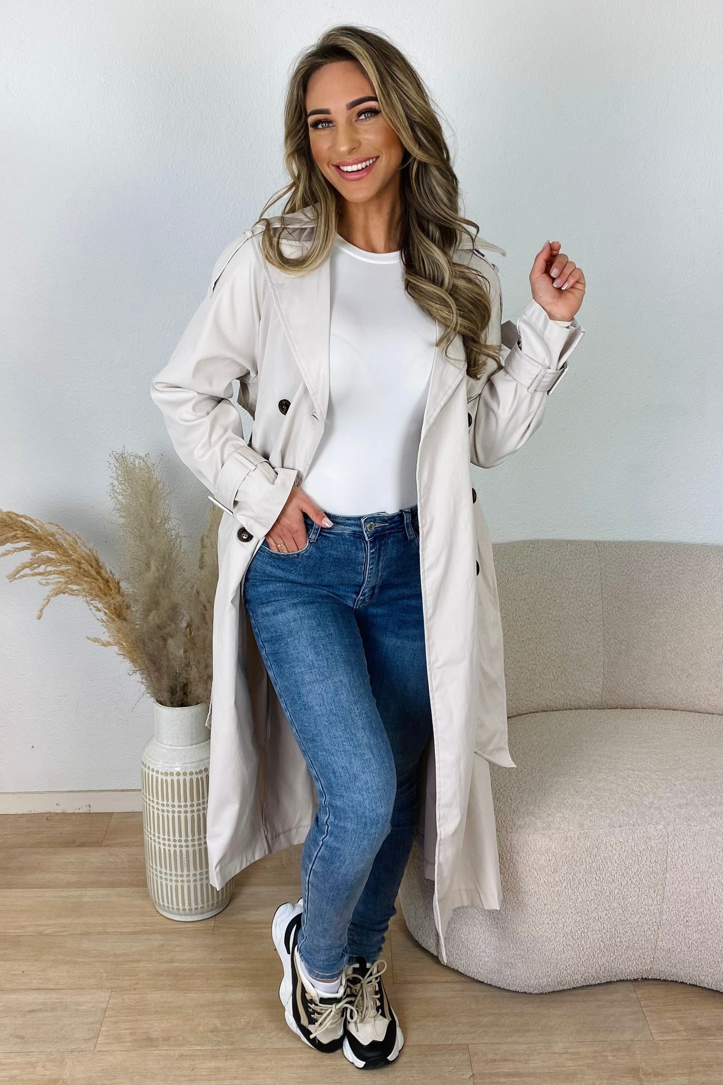 Lange trenchcoat - Ecru