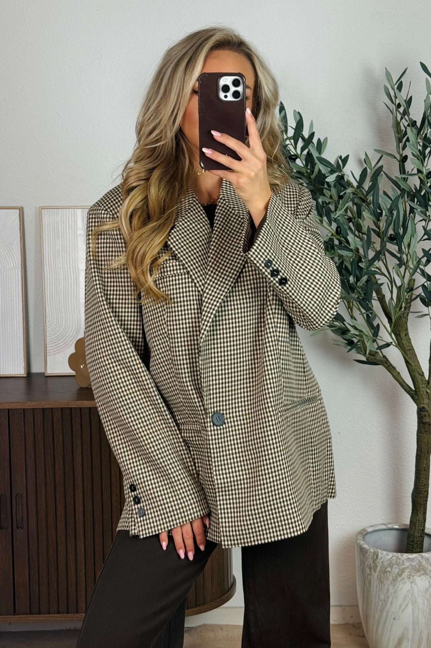 Sanne ruit blazer - Bruin