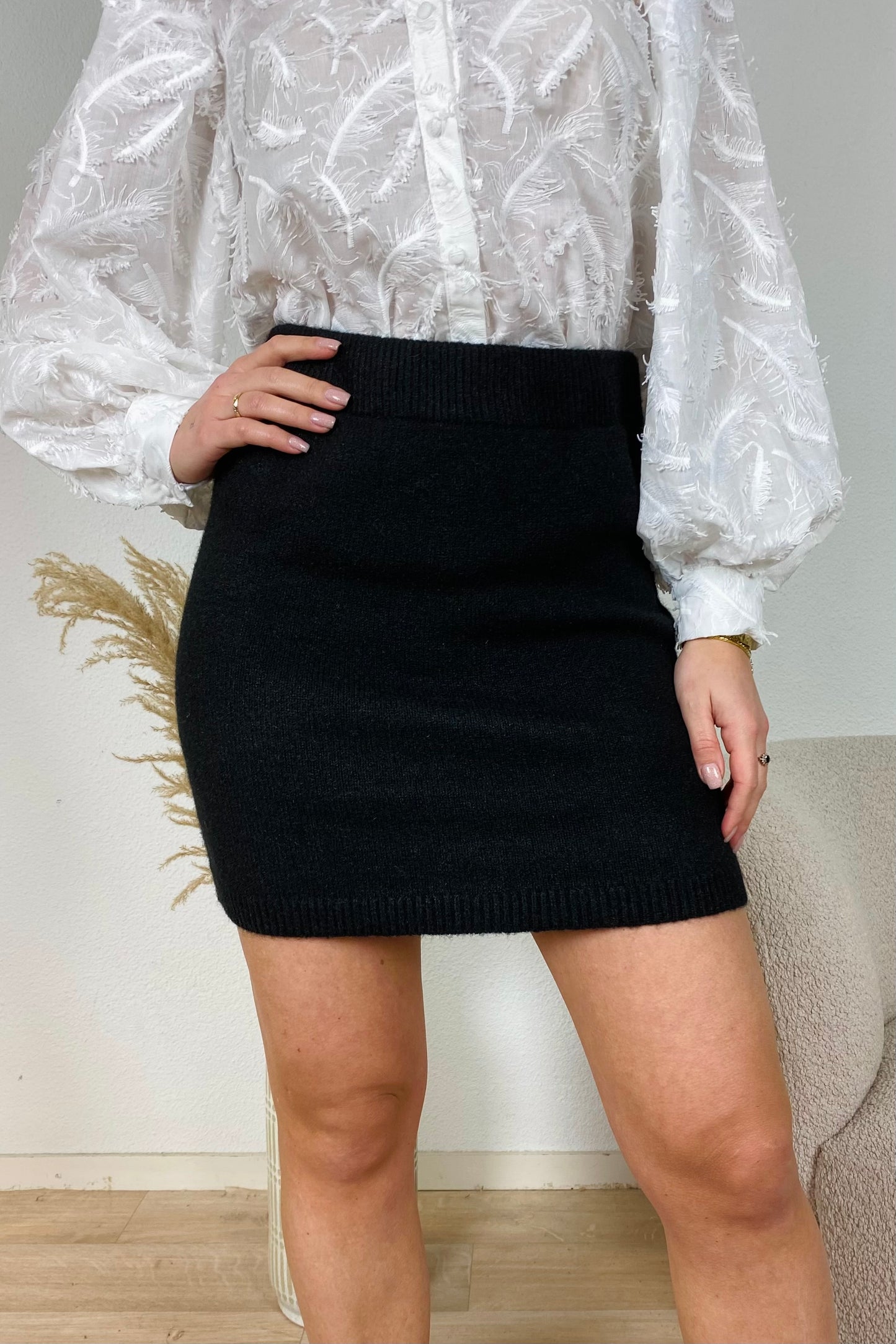 Knitted skirt - Zwart