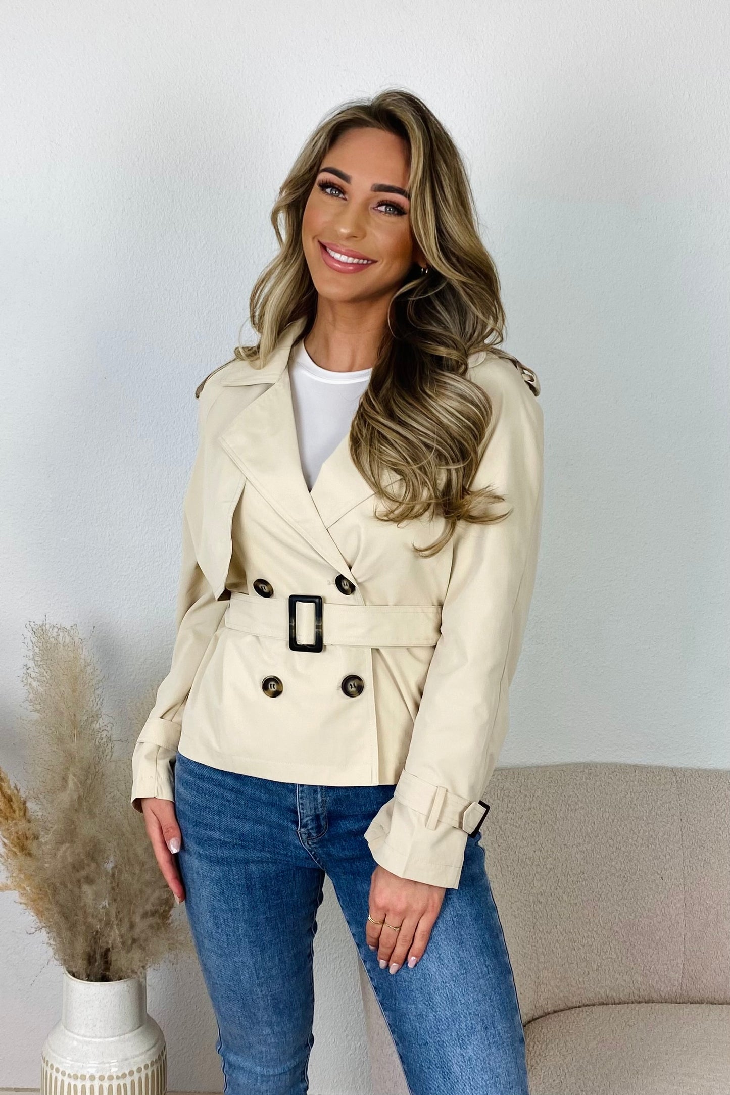Korte trenchcoat - Beige