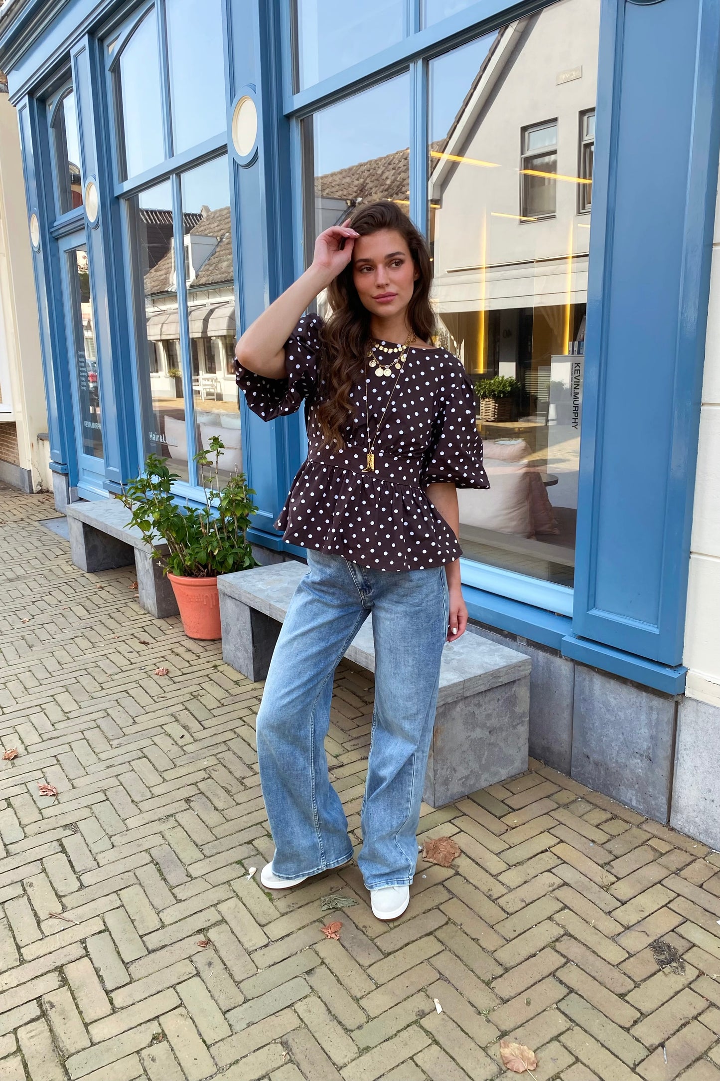 Naomi dots blouse - Brown