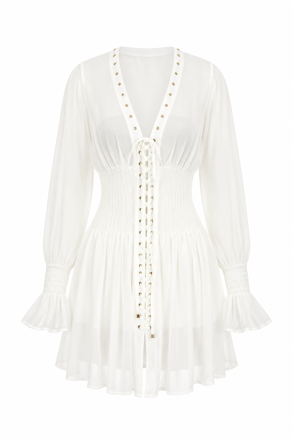 Lace-up jurkje - Beige