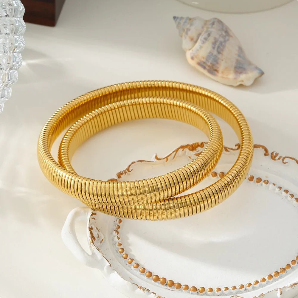 Double snake bangle - Goud