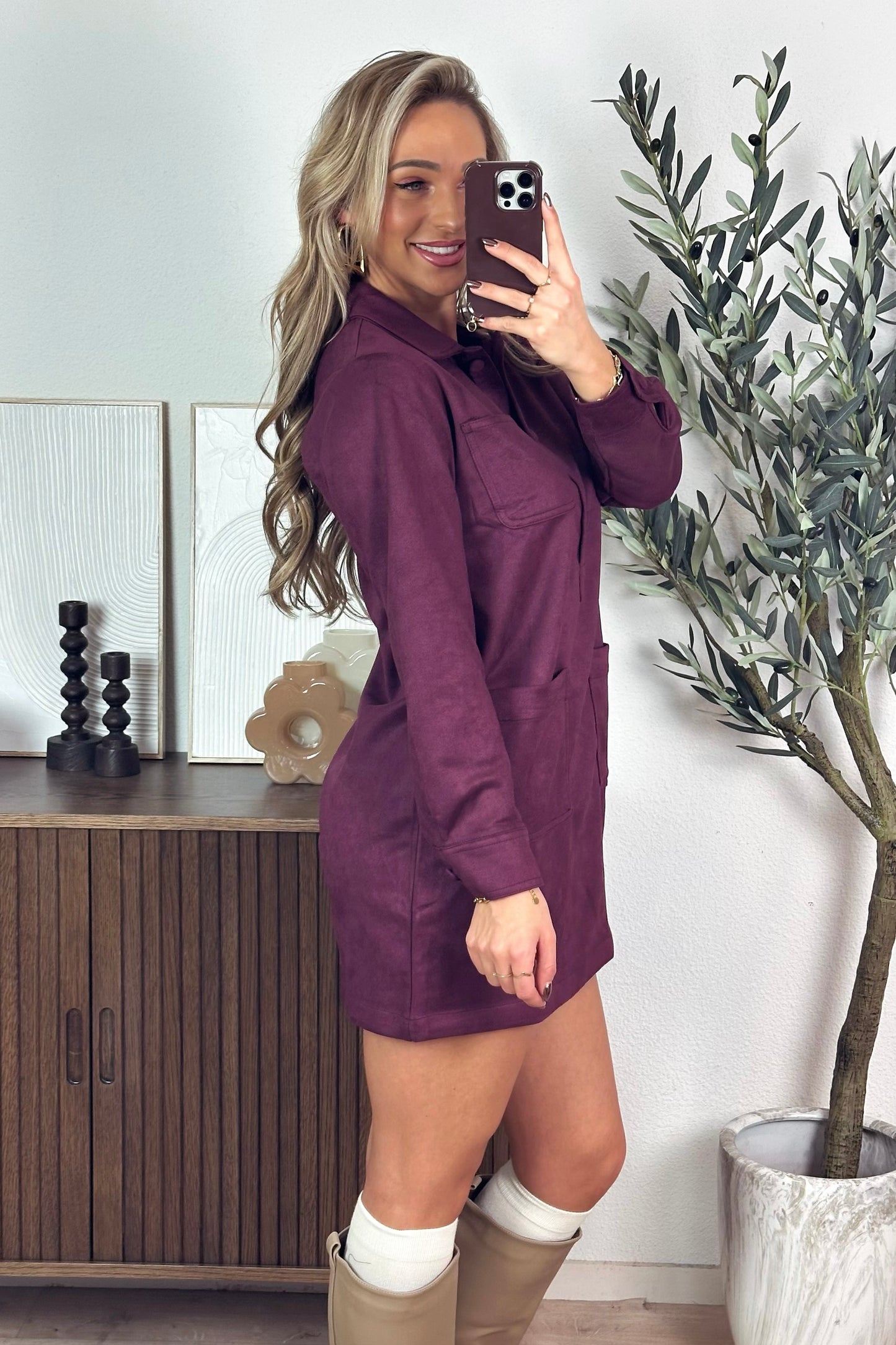 Amara suede jurk - Bordeaux