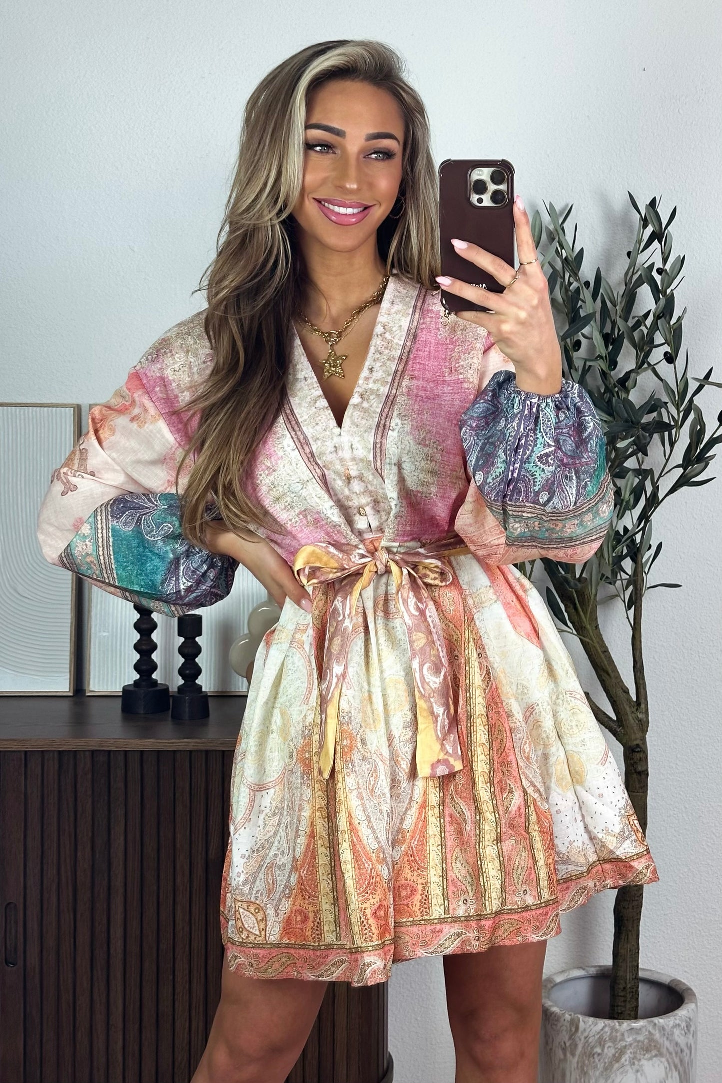 Jessi print jurk - Roze