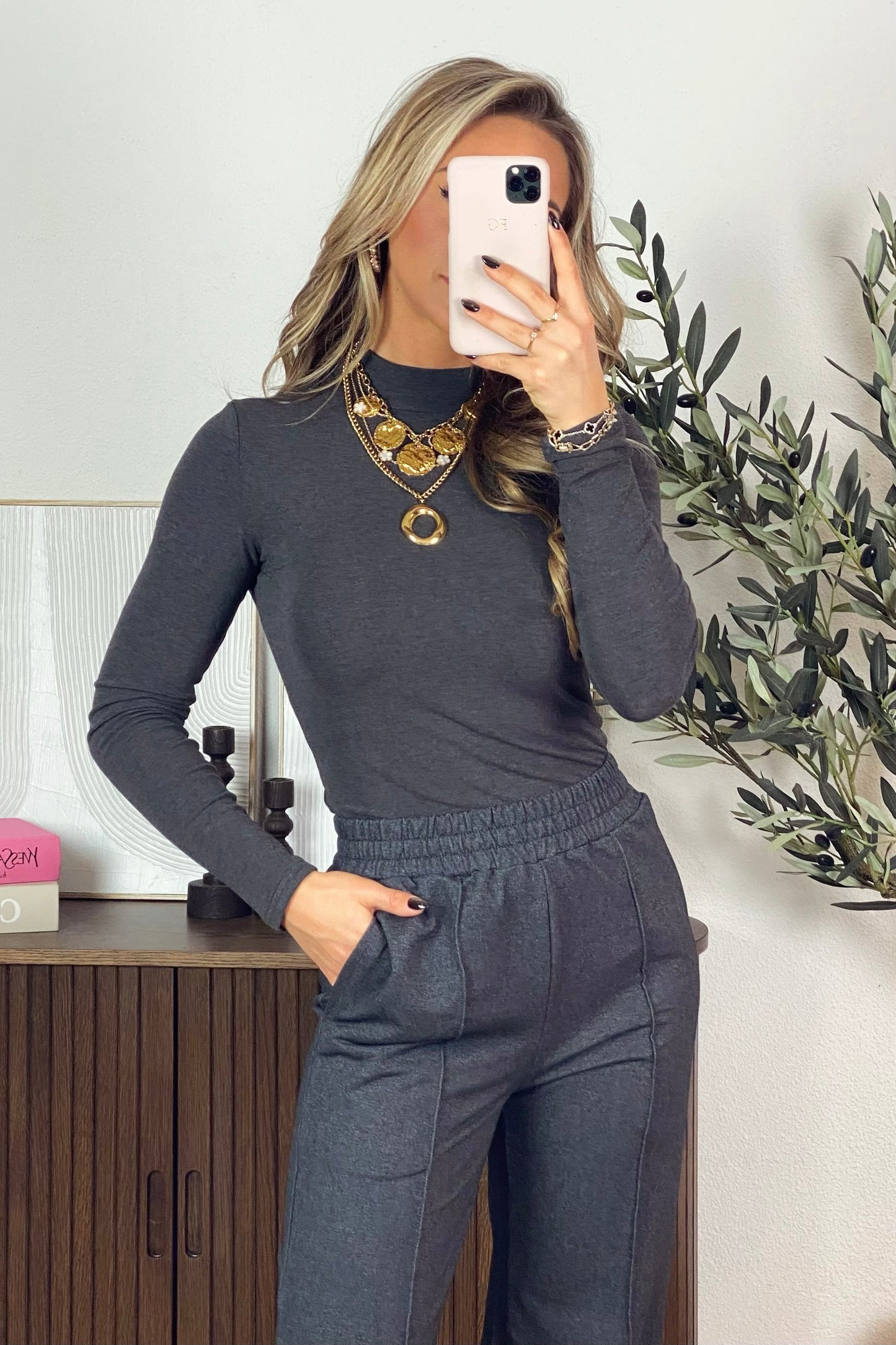 Rhea longsleeve top - Grijs