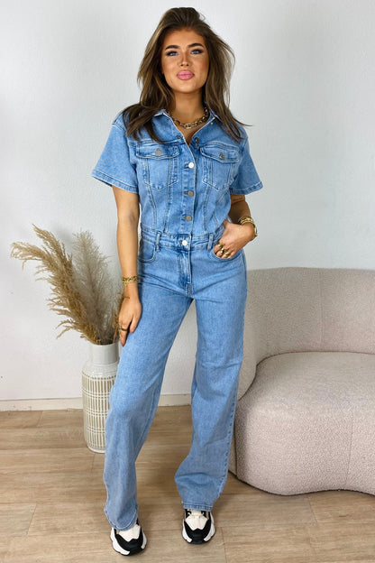 Denim jumpsuit flare SS - Blue