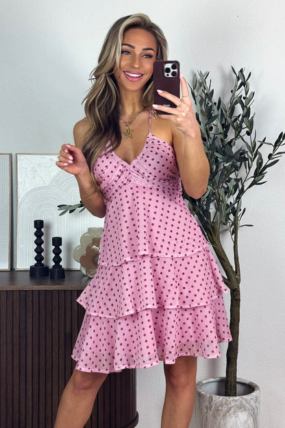 Nerina dots jurk - Roze