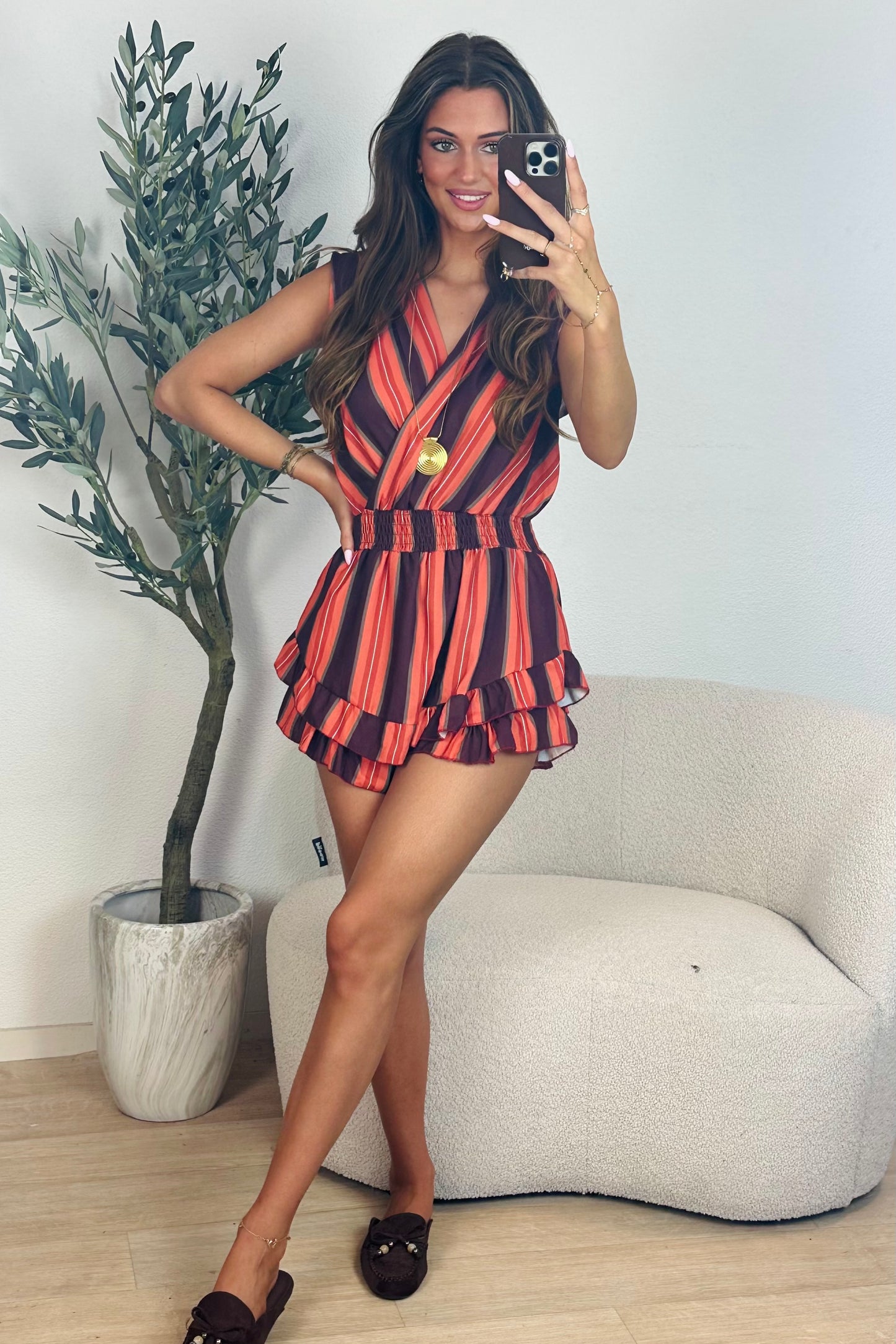 Kayla stripe playsuit - Bordeaux