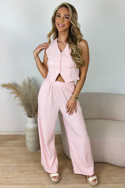 Textuur gilet set - Roze