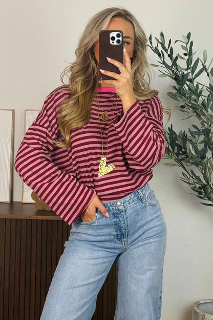 Sabrina stripe longsleeve - Bordeaux