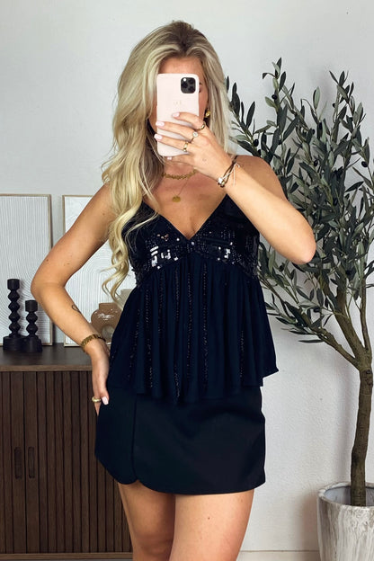 Gaby glitter top - Black