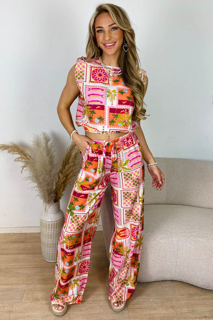 Patchwork print set - Roze