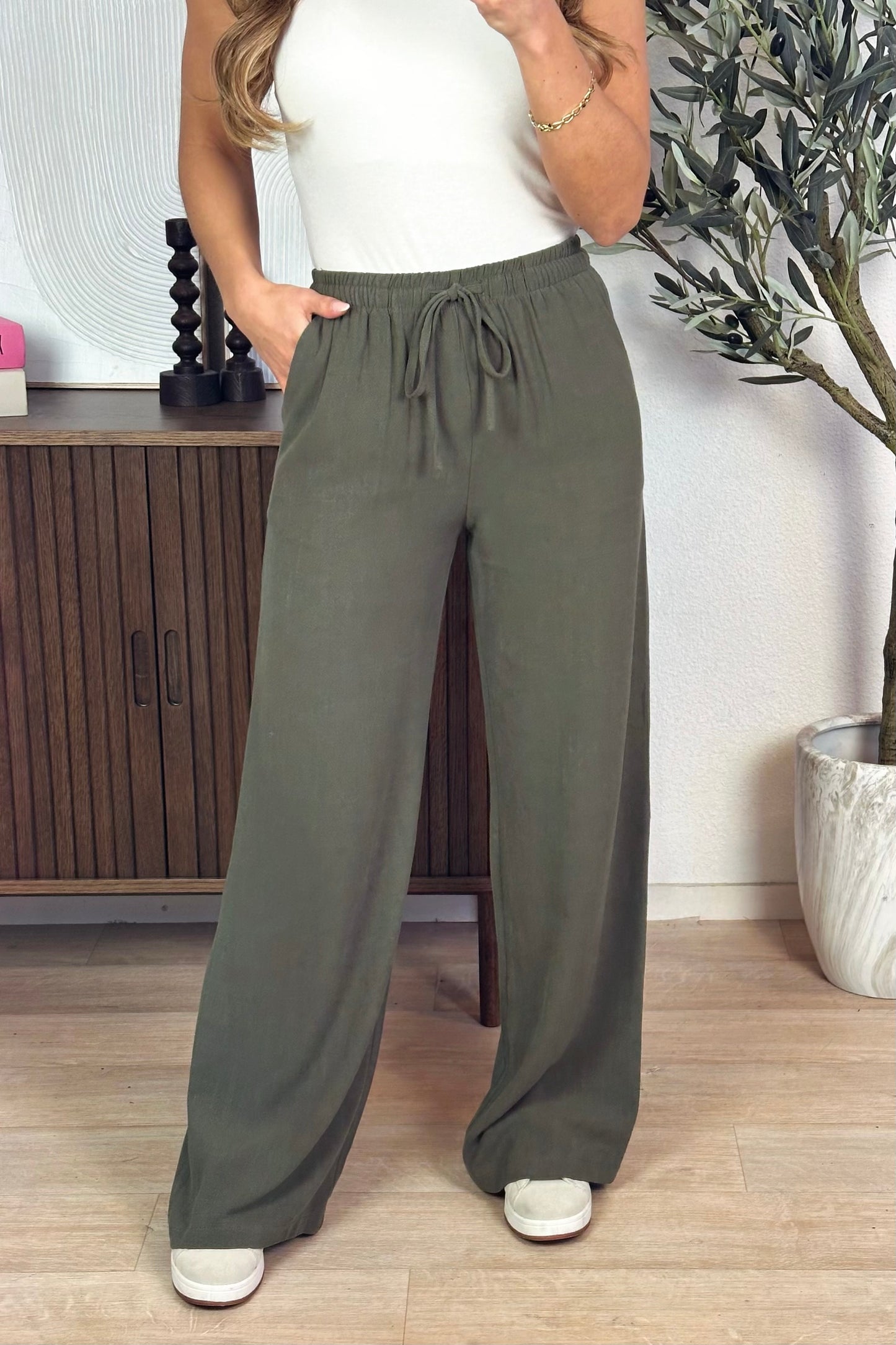 PRE-ORDER / FG Essential linnen broek - Kaki