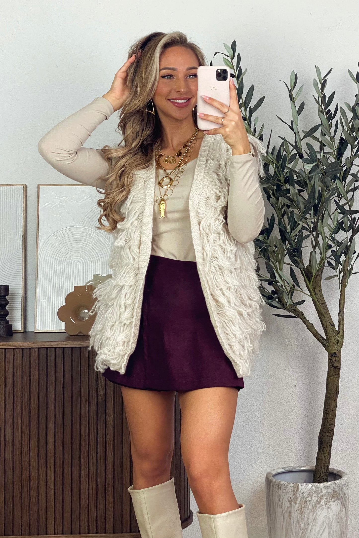 Saar fringe gilet - Ecru