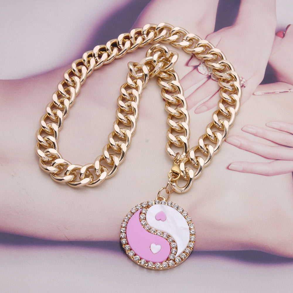 Yinyang ketting roze