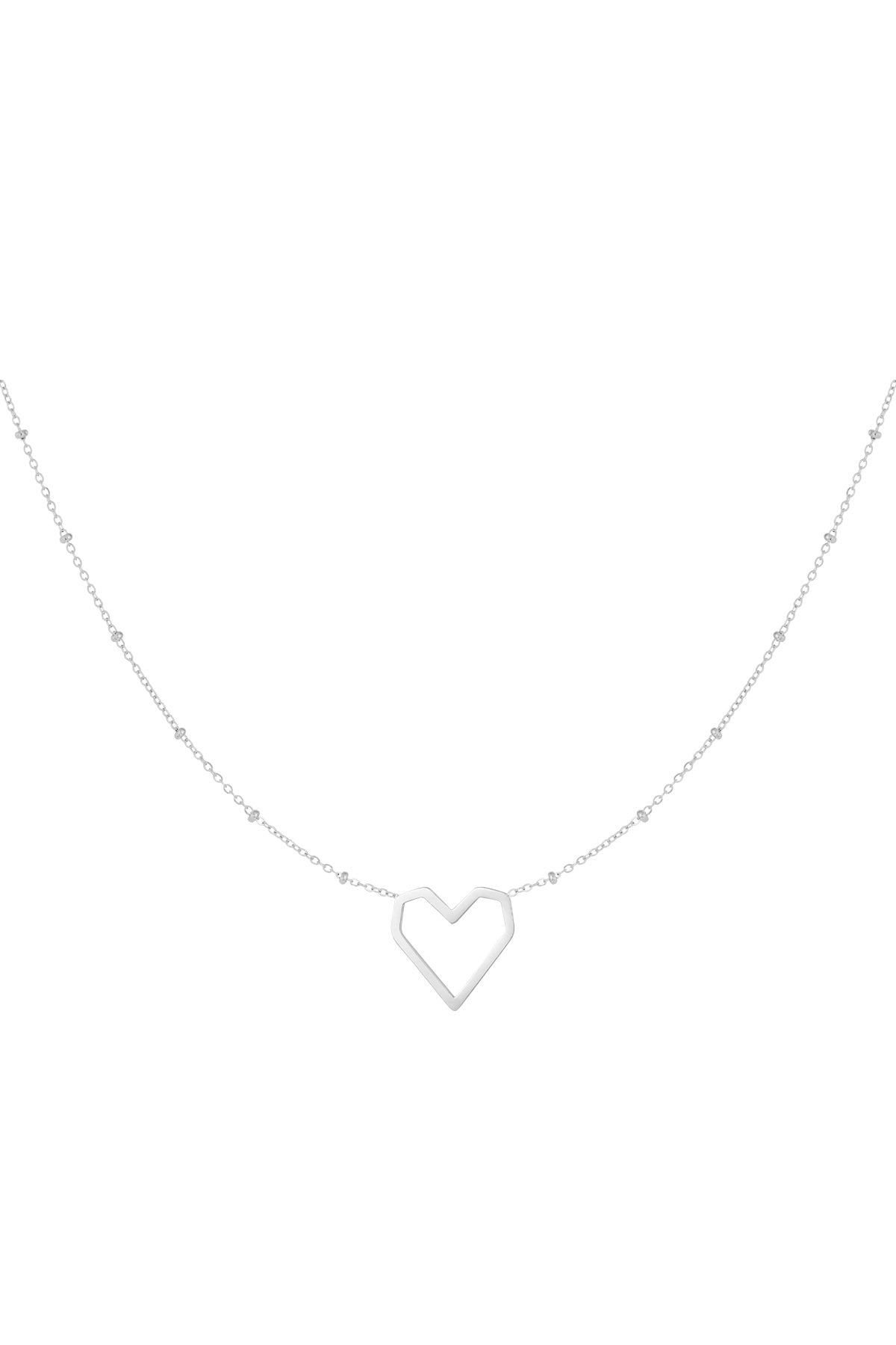 Ketting hart met dots - zilver