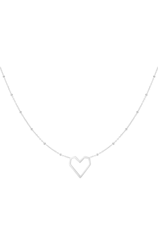 Ketting hart met dots - zilver