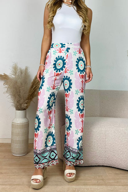 Summer print broek - Lila