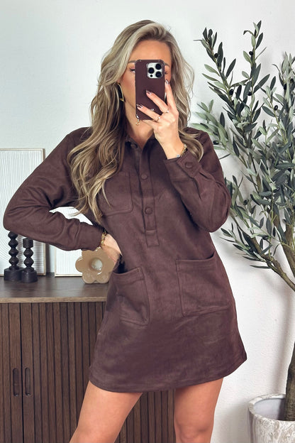 Amara suede jurk - Bruin