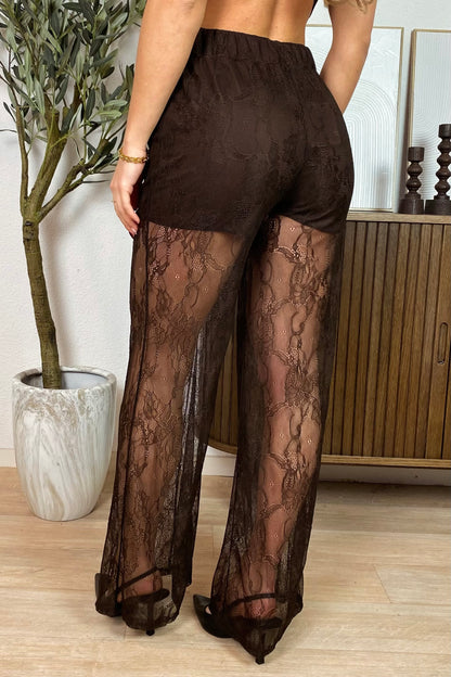 Evelina lace pants - Brown