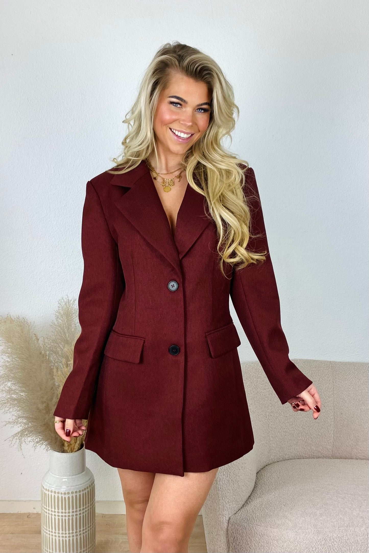 Jade - blazer jurk bordeaux