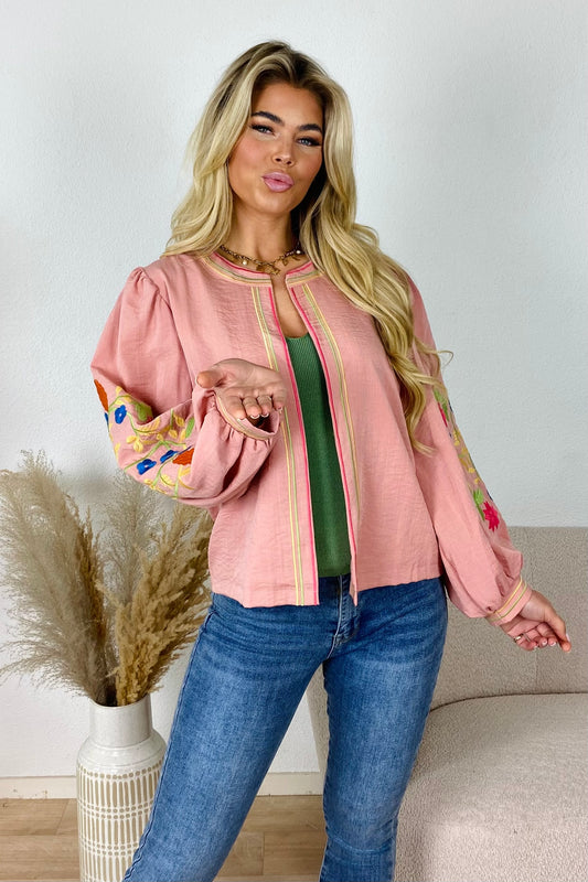 Flower sleeve vest - Roze
